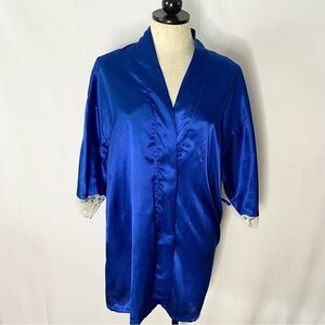 Fredericks of Hollywood satin robe royal blue and panty set new with tags NWT